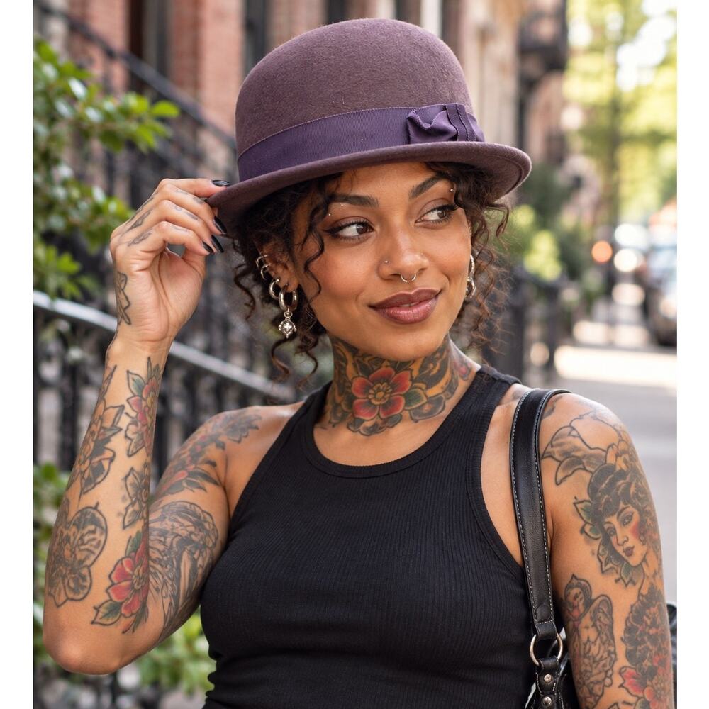 Christys’ London Wool Felt Bowler Hat Purple 57 cm